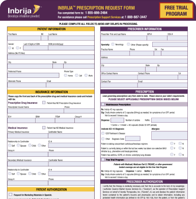 Image of prescription request form
